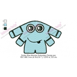 Smiley Blue Monster Embroidery Design